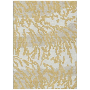 HomeRoots 5' Gold Gray Ivory Animal Print Rug – Stylish, Washable, and Durable for Indoor and Outdoor Spaces 10' X 14' 591278