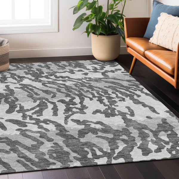 Homeroots 3' Artichoke Green Beige Ivory Animal Print Washable Indoor Outdoor Area Rug For Stylish Spaces 3' X 5' Polyester 591279