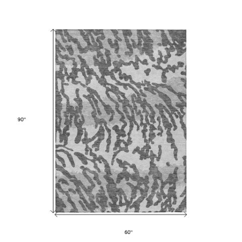 Homeroots 3' Artichoke Green Beige Ivory Animal Print Washable Indoor Outdoor Area Rug For Stylish Spaces 5' X 8' Polyester 591280