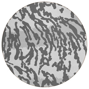 HomeRoots 5' Gray and Ivory Animal Print Washable Area Rug for Indoor and Outdoor Spaces - Durable & Stylish 8' Round 591281