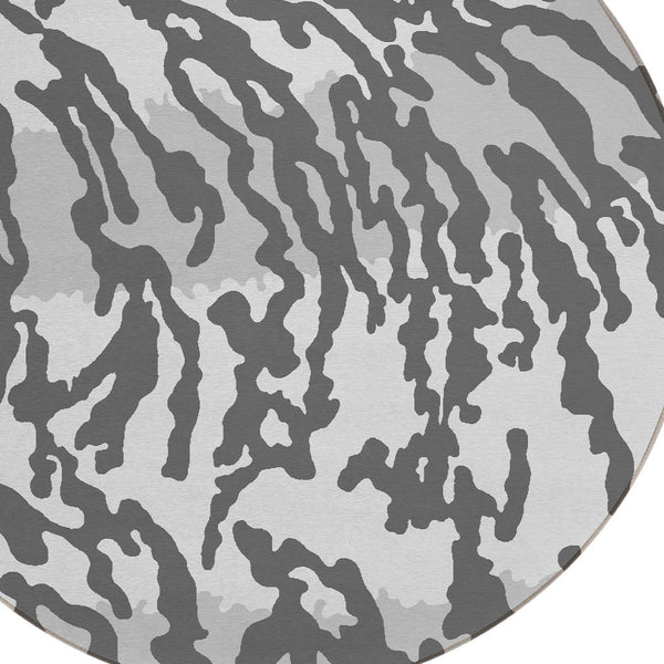 Homeroots 3' Artichoke Green Beige Ivory Animal Print Washable Indoor Outdoor Area Rug For Stylish Spaces 8' Round Polyester 591281