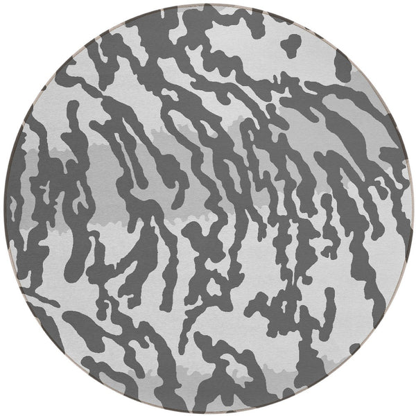 Homeroots 3' Artichoke Green Beige Ivory Animal Print Washable Indoor Outdoor Area Rug For Stylish Spaces 8' Round Polyester 591281