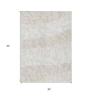 Homeroots 3' Artichoke Green Beige Ivory Animal Print Washable Indoor Outdoor Area Rug For Stylish Spaces 5' X 8' Polyester 591286