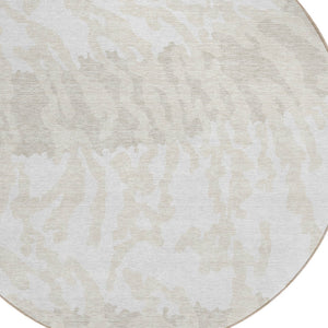 Homeroots 3' Artichoke Green Beige Ivory Animal Print Washable Indoor Outdoor Area Rug For Stylish Spaces 8' Round Polyester 591287