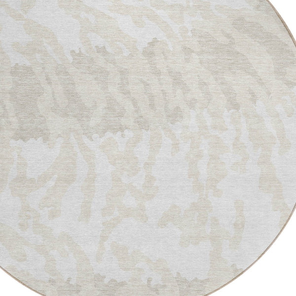 Homeroots 3' Artichoke Green Beige Ivory Animal Print Washable Indoor Outdoor Area Rug For Stylish Spaces 8' Round Polyester 591287