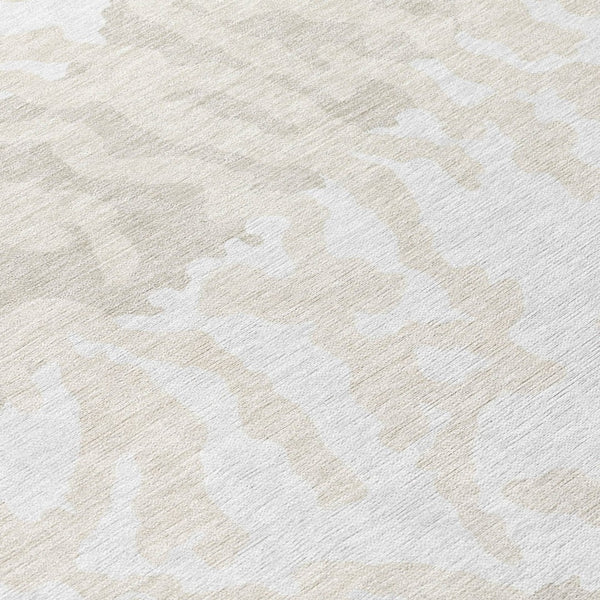 Homeroots 3' Artichoke Green Beige Ivory Animal Print Washable Indoor Outdoor Area Rug For Stylish Spaces 8' Round Polyester 591287