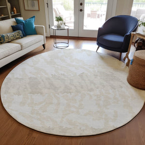 Homeroots 3' Artichoke Green Beige Ivory Animal Print Washable Indoor Outdoor Area Rug For Stylish Spaces 8' Round Polyester 591287