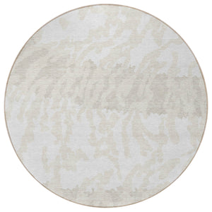 Homeroots 3' Artichoke Green Beige Ivory Animal Print Washable Indoor Outdoor Area Rug For Stylish Spaces 8' Round Polyester 591287