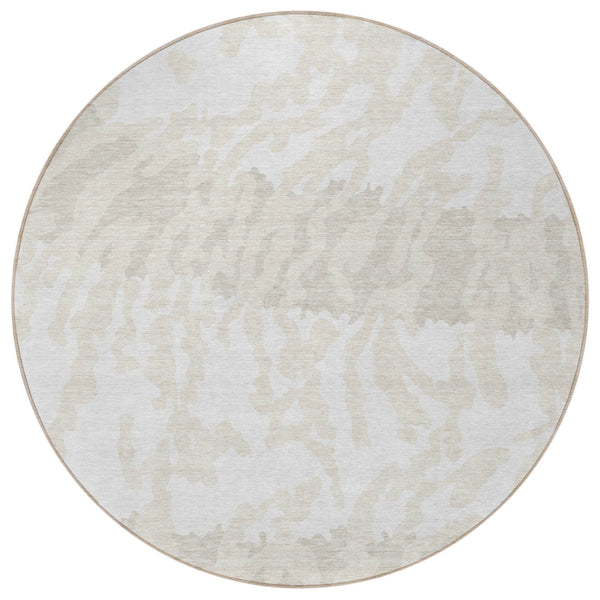 Homeroots 3' Artichoke Green Beige Ivory Animal Print Washable Indoor Outdoor Area Rug For Stylish Spaces 8' Round Polyester 591287