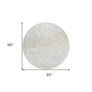 Homeroots 3' Artichoke Green Beige Ivory Animal Print Washable Indoor Outdoor Area Rug For Stylish Spaces 8' Round Polyester 591287