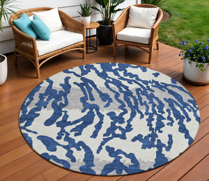 Homeroots 3' Artichoke Green Beige Ivory Animal Print Washable Indoor Outdoor Area Rug For Stylish Spaces 8' Round Polyester 591293