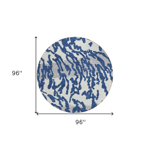 Homeroots 3' Artichoke Green Beige Ivory Animal Print Washable Indoor Outdoor Area Rug For Stylish Spaces 8' Round Polyester 591293