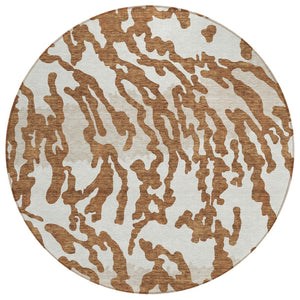 HomeRoots 5' Contemporary Animal Print Area Rug - Stylish, Washable, Stain-Resistant Indoor/Outdoor Design 8' Round 591299