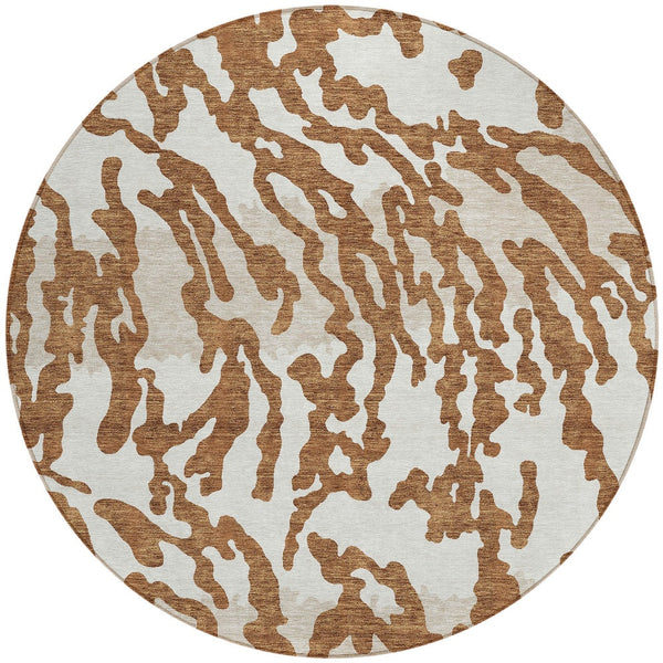 Homeroots 3' Artichoke Green Beige Ivory Animal Print Washable Indoor Outdoor Area Rug For Stylish Spaces 8' Round Polyester 591299