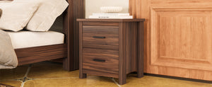 English Elm 4PCS Queen Bedroom Set with Storage Headboard & Built‑In Charging Station, 2 Nightstands, Dresser Walnut 54.25 L x 18.75 W x 9.25 H N733S307937W