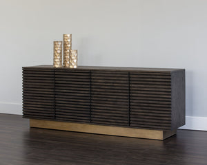 Sunpan Paris Sideboard - Elegant Antique Brass Base, Distressed Finish & Ample Storage for Dining Spaces
