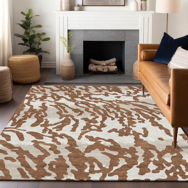 Homeroots 3' Artichoke Green Beige Ivory Animal Print Washable Indoor Outdoor Area Rug For Stylish Spaces 8' X 10' Polyester 591300