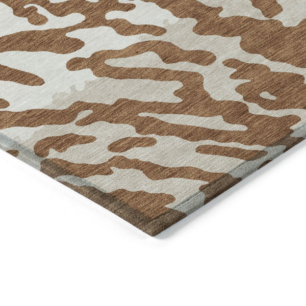 Homeroots 3' Artichoke Green Beige Ivory Animal Print Washable Indoor Outdoor Area Rug For Stylish Spaces 9' X 12' Polyester 591301