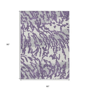 Homeroots 3' Artichoke Green Beige Ivory Animal Print Washable Indoor Outdoor Area Rug For Stylish Spaces 5' X 8' Polyester 591304