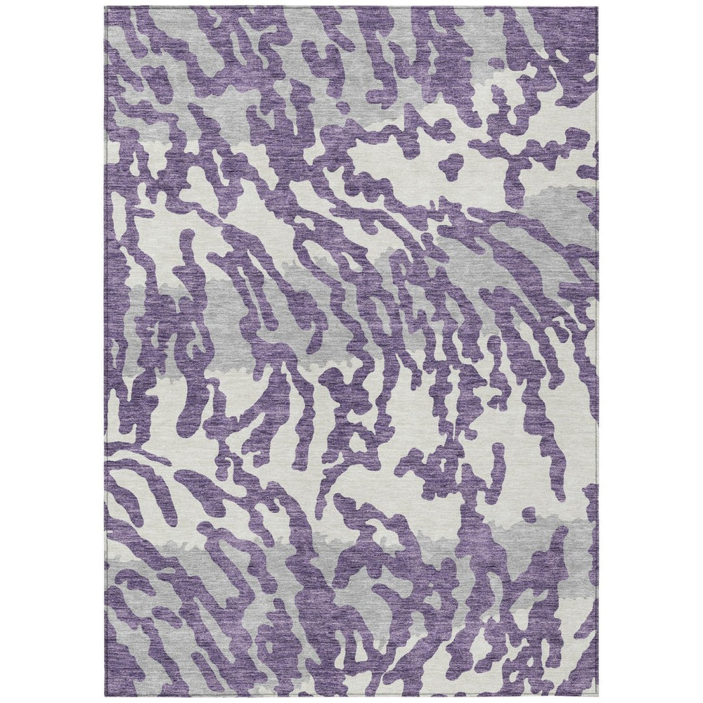 HomeRoots 5' Stylish Purple Gray Ivory Animal Print Indoor Outdoor Area Rug - Durable, Washable, Versatile Decor 5' X 8' 591304