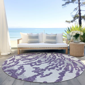 Homeroots 3' Artichoke Green Beige Ivory Animal Print Washable Indoor Outdoor Area Rug For Stylish Spaces 8' Round Polyester 591305