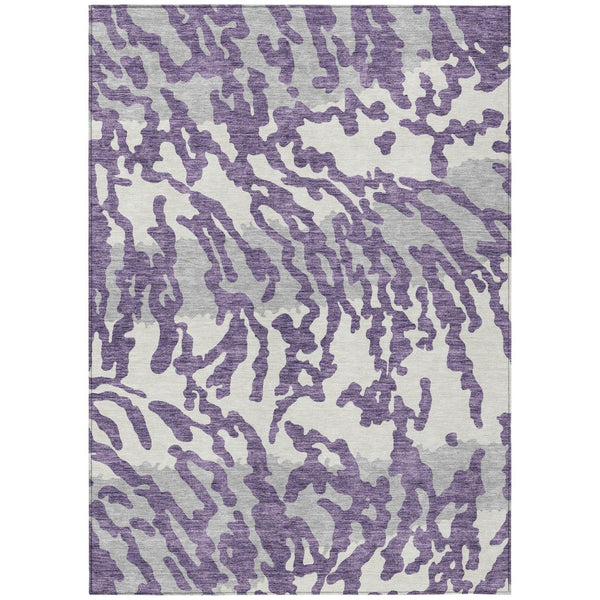 HomeRoots 5' Stylish Purple Gray Ivory Animal Print Indoor Outdoor Area Rug - Durable, Washable, Versatile Decor 10' X 14' 591308