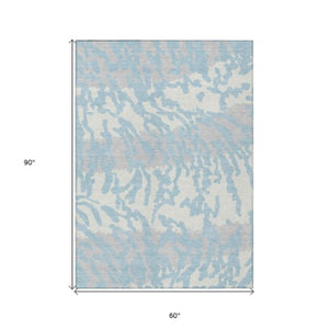 Homeroots 3' Artichoke Green Beige Ivory Animal Print Washable Indoor Outdoor Area Rug For Stylish Spaces 5' X 8' Polyester 591310