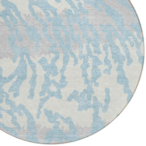 Homeroots 3' Artichoke Green Beige Ivory Animal Print Washable Indoor Outdoor Area Rug For Stylish Spaces 8' Round Polyester 591311