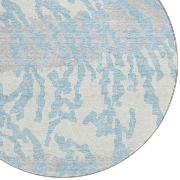 Homeroots 3' Artichoke Green Beige Ivory Animal Print Washable Indoor Outdoor Area Rug For Stylish Spaces 8' Round Polyester 591311