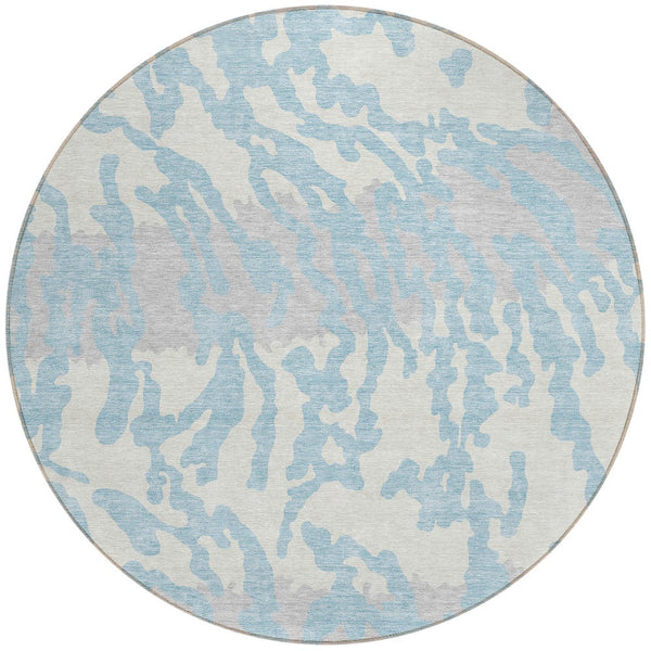 Homeroots 3' Artichoke Green Beige Ivory Animal Print Washable Indoor Outdoor Area Rug For Stylish Spaces 8' Round Polyester 591311