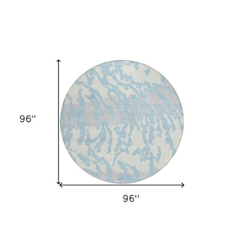 Homeroots 3' Artichoke Green Beige Ivory Animal Print Washable Indoor Outdoor Area Rug For Stylish Spaces 8' Round Polyester 591311