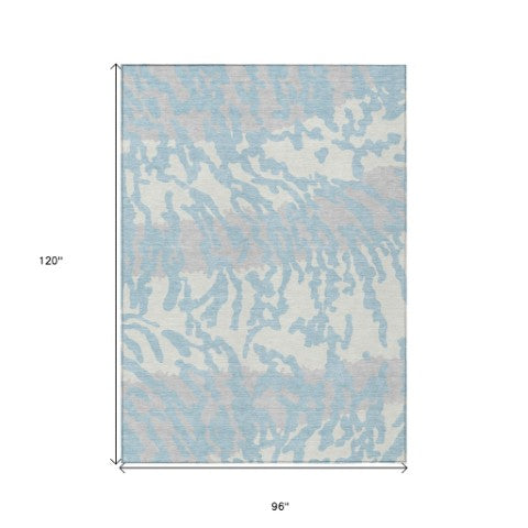 Homeroots 3' Artichoke Green Beige Ivory Animal Print Washable Indoor Outdoor Area Rug For Stylish Spaces 8' X 10' Polyester 591312