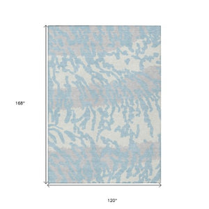 Homeroots 3' Artichoke Green Beige Ivory Animal Print Washable Indoor Outdoor Area Rug For Stylish Spaces 10' X 14' Polyester 591314