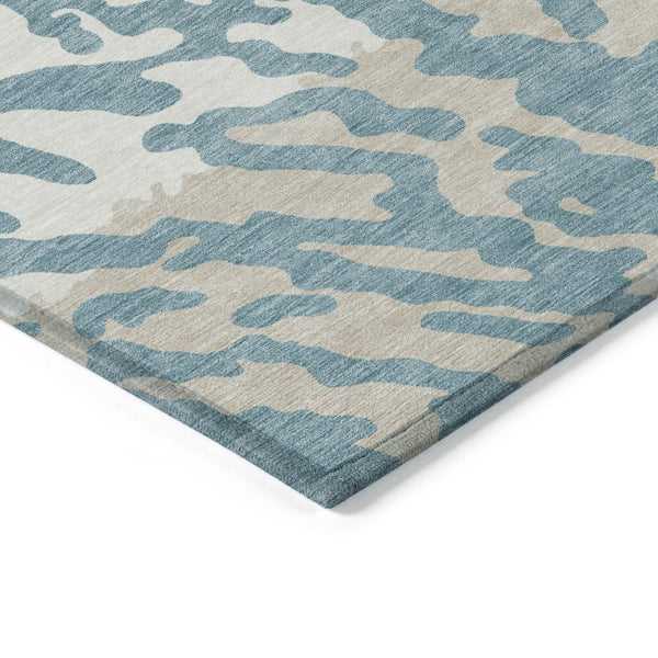 Homeroots 3' Artichoke Green Beige Ivory Animal Print Washable Indoor Outdoor Area Rug For Stylish Spaces 5' X 8' Polyester 591316