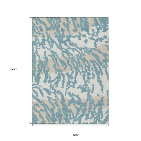 Homeroots 3' Artichoke Green Beige Ivory Animal Print Washable Indoor Outdoor Area Rug For Stylish Spaces 9' X 12' Polyester 591319