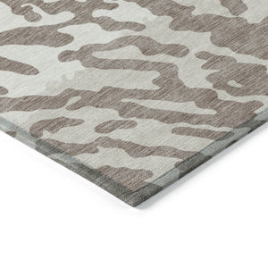 Homeroots 3' Artichoke Green Beige Ivory Animal Print Washable Indoor Outdoor Area Rug For Stylish Spaces 3' X 5' Polyester 591321