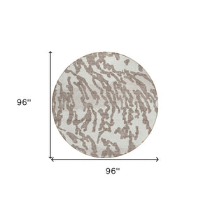 Homeroots 3' Artichoke Green Beige Ivory Animal Print Washable Indoor Outdoor Area Rug For Stylish Spaces 8' Round Polyester 591323