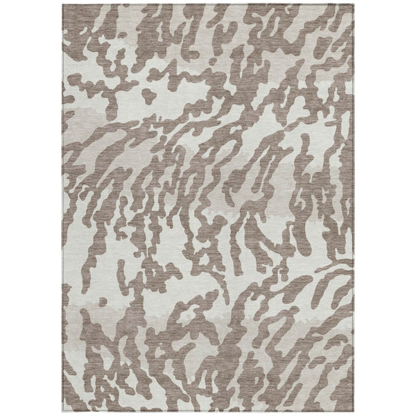 Homeroots 3' Artichoke Green Beige Ivory Animal Print Washable Indoor Outdoor Area Rug For Stylish Spaces 8' X 10' Polyester 591324