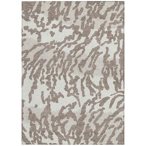 HomeRoots 5' Stylish Taupe Brown and Ivory Animal Print Area Rug – Washable, Durable for Indoor & Outdoor Use 10' X 14' 591326