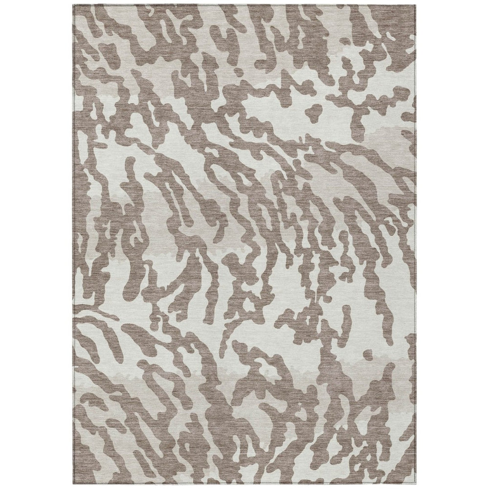 HomeRoots 5' Stylish Taupe Brown and Ivory Animal Print Area Rug – Washable, Durable for Indoor & Outdoor Use 10' X 14' 591326