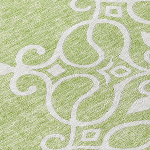 Homeroots 3' Artichoke Green Brown Ivory Floral Medallion Washable Area Rug For Indoor And Outdoor Spaces 8' Round Polyester 591329