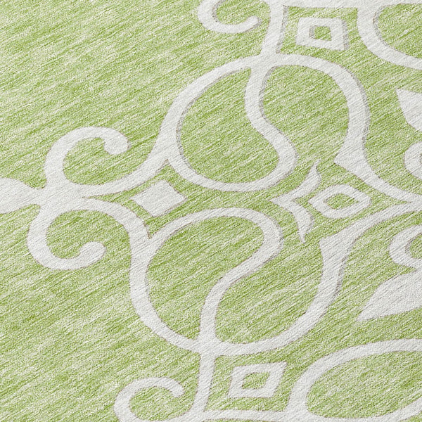 Homeroots 3' Artichoke Green Brown Ivory Floral Medallion Washable Area Rug For Indoor And Outdoor Spaces 8' Round Polyester 591329