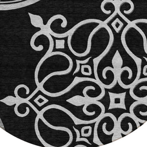 HomeRoots 5' Classic Floral Medallion Indoor/Outdoor Area Rug - Washable, Durable, and Stylish Design for Every Space 8' Round 591335