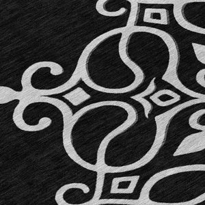 HomeRoots 5' Classic Floral Medallion Indoor/Outdoor Area Rug - Washable, Durable, and Stylish Design for Every Space 8' Round 591335