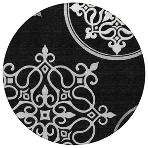 HomeRoots 5' Classic Floral Medallion Indoor/Outdoor Area Rug - Washable, Durable, and Stylish Design for Every Space 8' Round 591335