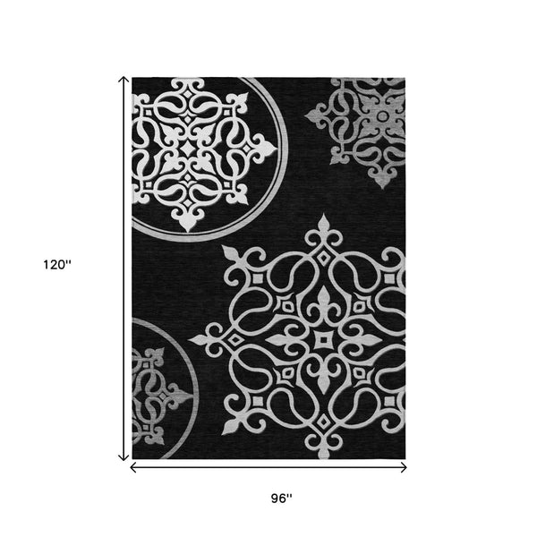 HomeRoots 5' Classic Floral Medallion Indoor/Outdoor Area Rug - Washable, Durable, and Stylish Design for Every Space 8' X 10' 591336