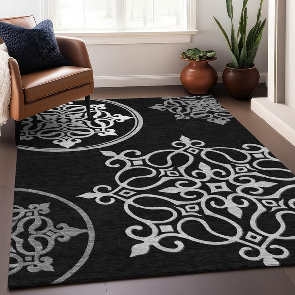 HomeRoots 5' Classic Floral Medallion Indoor/Outdoor Area Rug - Washable, Durable, and Stylish Design for Every Space 8' X 10' 591336