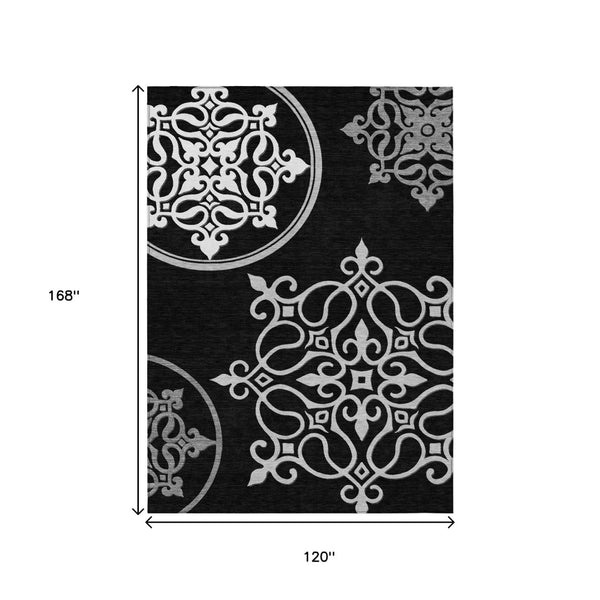 HomeRoots 5' Classic Floral Medallion Indoor/Outdoor Area Rug - Washable, Durable, and Stylish Design for Every Space 10' X 14' 591338