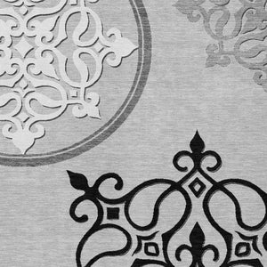 HomeRoots 5' Gray Black and White Floral Medallion Indoor Outdoor Rug - Durable, Washable, Stylish Comfort 8' X 10' 591354