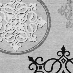 HomeRoots 5' Gray Black and White Floral Medallion Indoor Outdoor Rug - Durable, Washable, Stylish Comfort 10' X 14' 591356